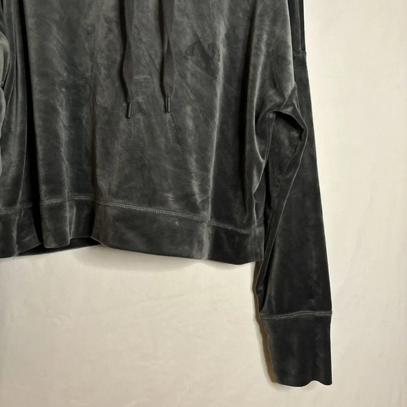OFFLINE by Aerie Velour Cropped Hoodie Women's Size XL Gray Long Sleeve Pullover - Picture 6 of 16